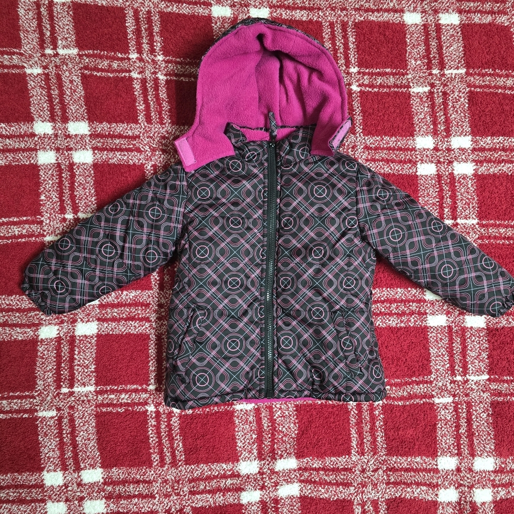 Pink Platinum 3T Toddler Girl Black Puffe Jacket Hooded Cozy Winter Outerwear